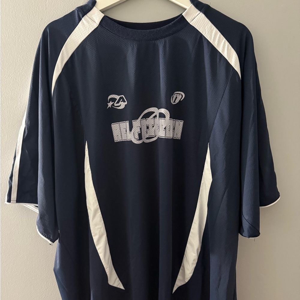 Navy Blue and White Men's Shirt